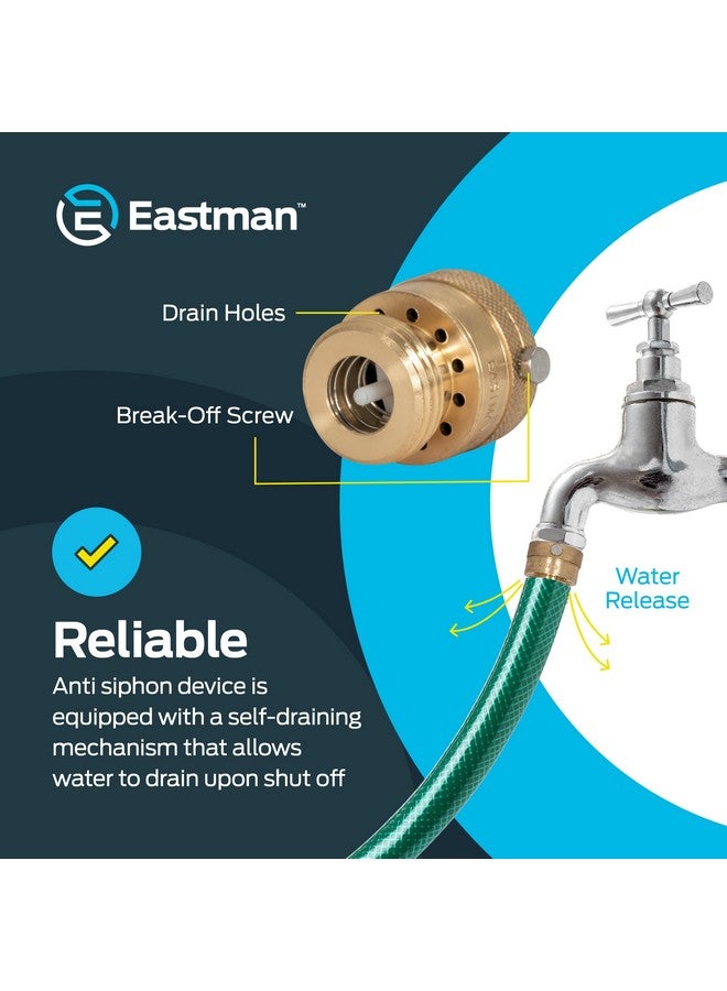 إيست مان خرطوم إيستمان 3/4 بوصة FHT × 3/4 بوصة MHT Bibb مضاد للسيفون، قاطع فراغ، تركيبات سباكة نحاسية، 20199 - Image 4