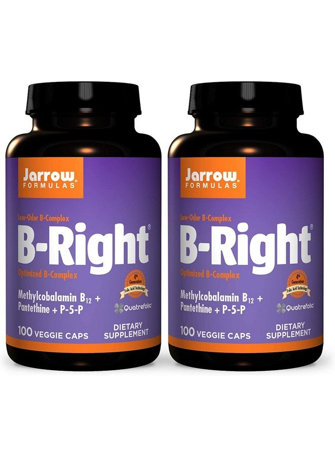 Jarrow Formulas B-Right - 100 Veggie Caps, Pack of 2 - Low-Odor Vitamin B-Complex Formula - Energy & Metabolism Support - Promotes Brain, Heart & Cardiovascular Health - 100 Count (Pack of 2) - Image 1