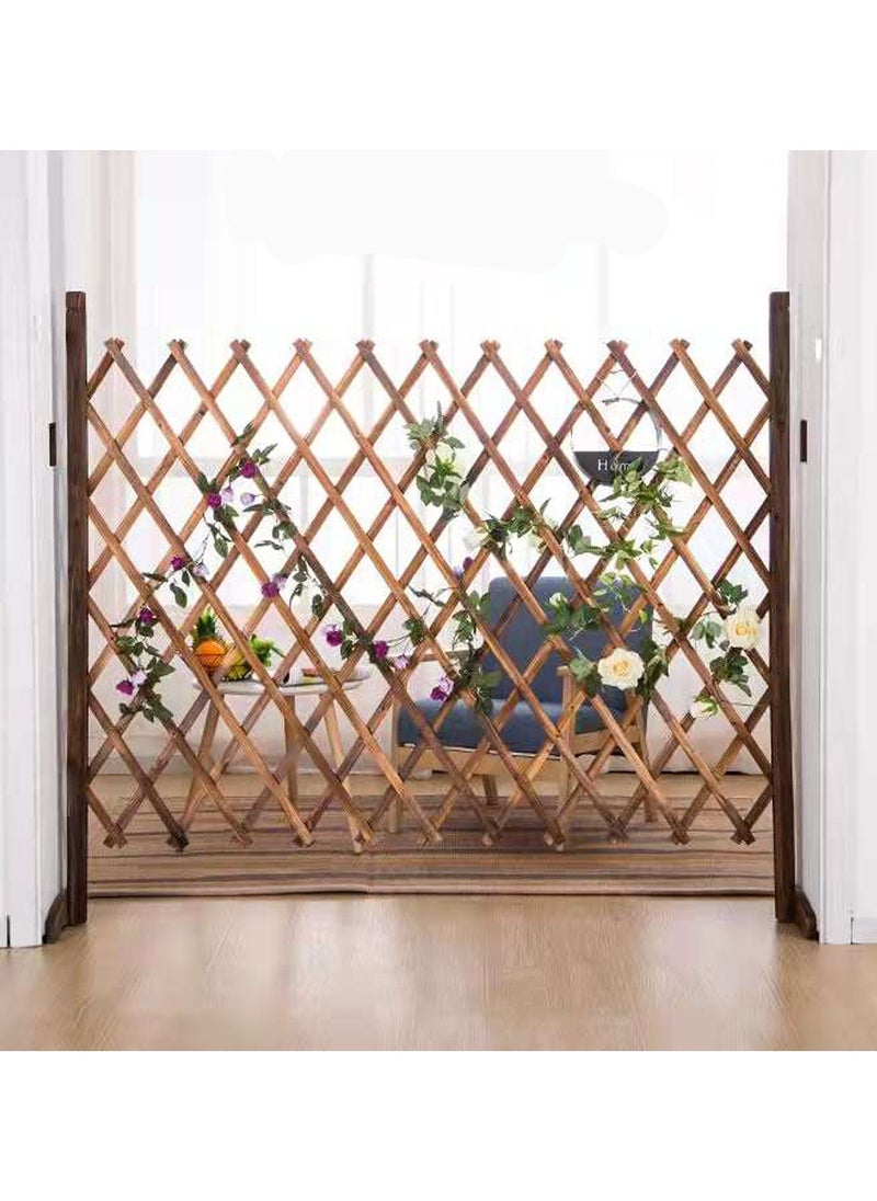 LINGWEI - Wooden Trellis Fence Free Standing Lattice Fence Brown 98x120cm - Image 1