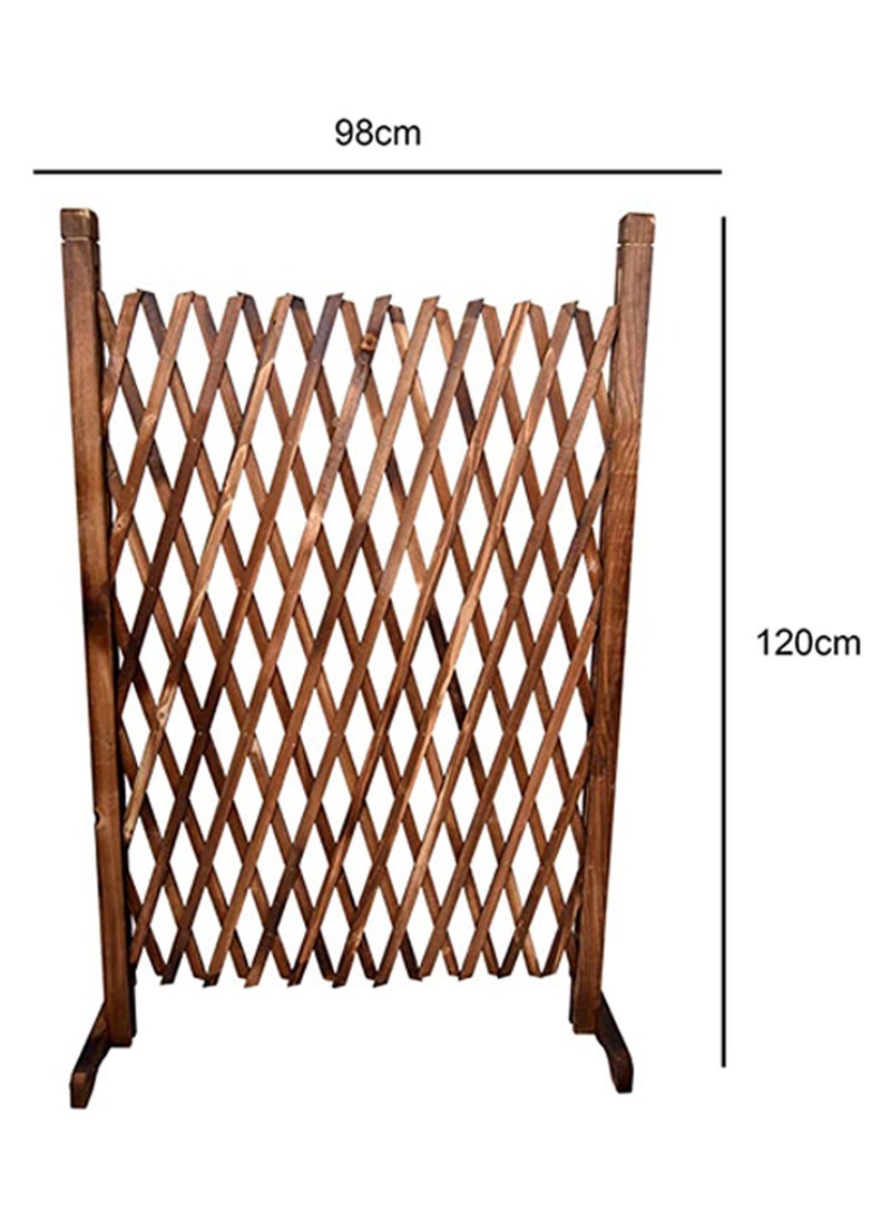 LINGWEI - Wooden Trellis Fence Free Standing Lattice Fence Brown 98x120cm - Image 1