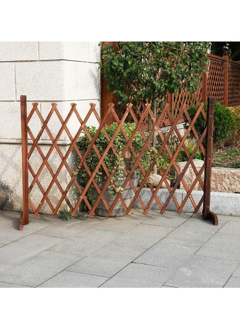 LINGWEI - Wooden Trellis Fence Free Standing Lattice Fence Brown 98x120cm - Image 1