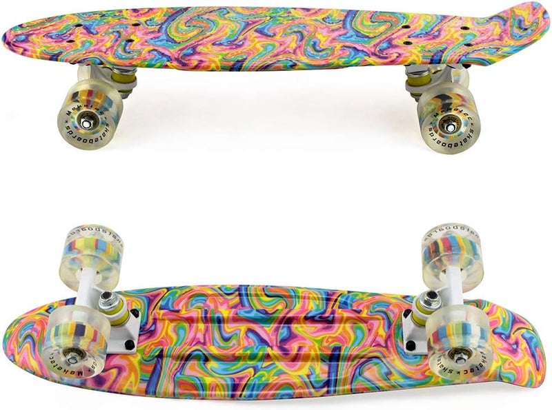 Meketec Skateboards Complete 22 Inch Mini Cruiser Retro Skateboard for Kids Boys Youths Beginners - Image 3