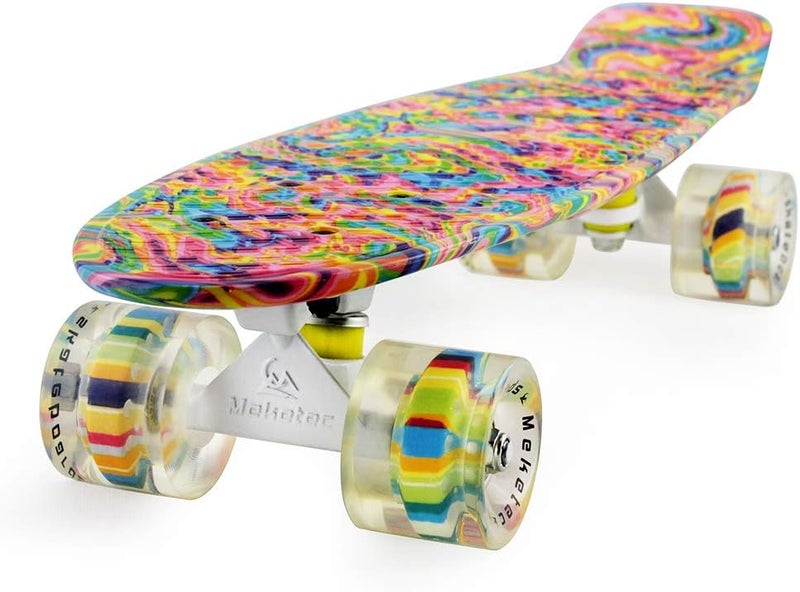 Meketec Skateboards Complete 22 Inch Mini Cruiser Retro Skateboard for Kids Boys Youths Beginners - Image 1