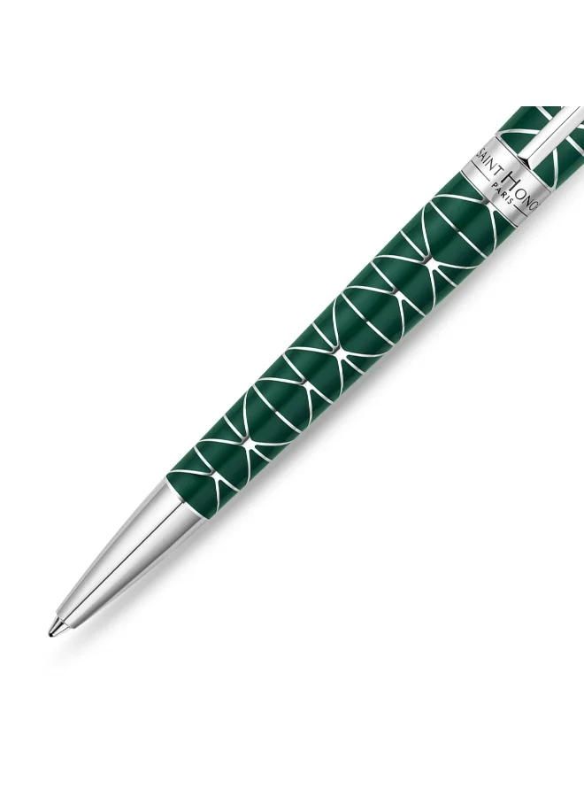 سانت هونور Champ De Mars Lacquer Silver &amp; Green Pen for Men's