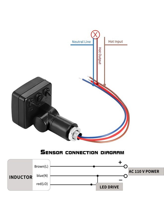 ONEVER Motion Sensor Outdoor Switch PIR, Light Beam Sensing Switch with Relay Output, Infrared Motion Activated Switch Replacement Detector for Wall Light Solar Security Lights Alarm, AC 110V (Black) - Image 2