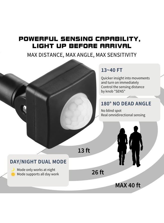 ONEVER Motion Sensor Outdoor Switch PIR, Light Beam Sensing Switch with Relay Output, Infrared Motion Activated Switch Replacement Detector for Wall Light Solar Security Lights Alarm, AC 110V (Black) - Image 4