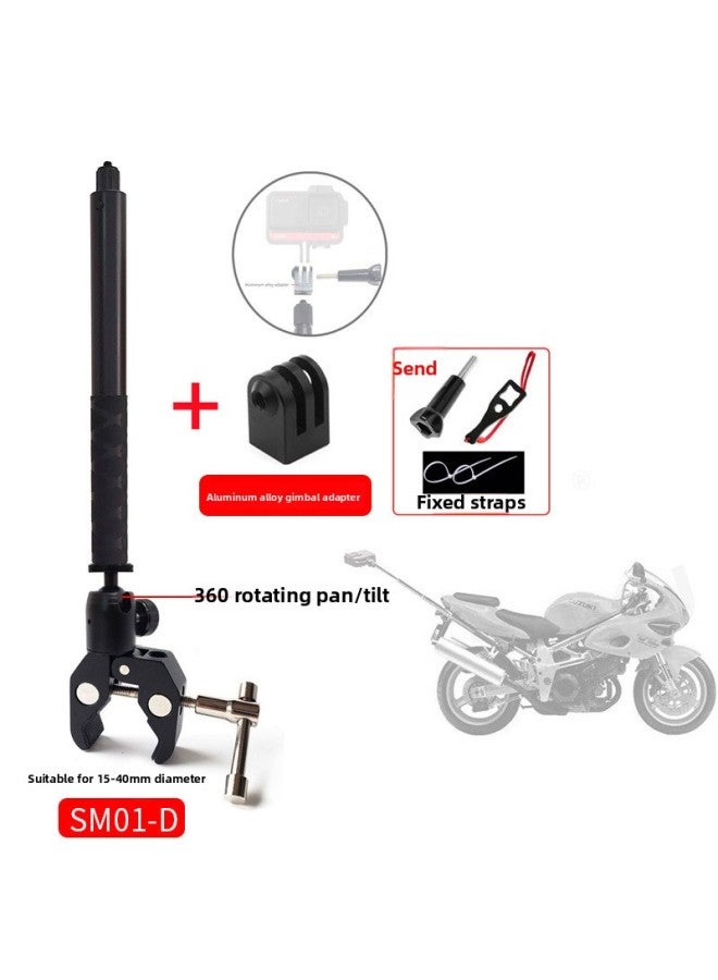 Generic Motorcycle Bracket For Insta360one R X2 Panoramic Camera Invisible Selfie Stick Third Person Riding-Color:SM01-D + Aluminum Alloy Pan/tilt Adapter - Image 1