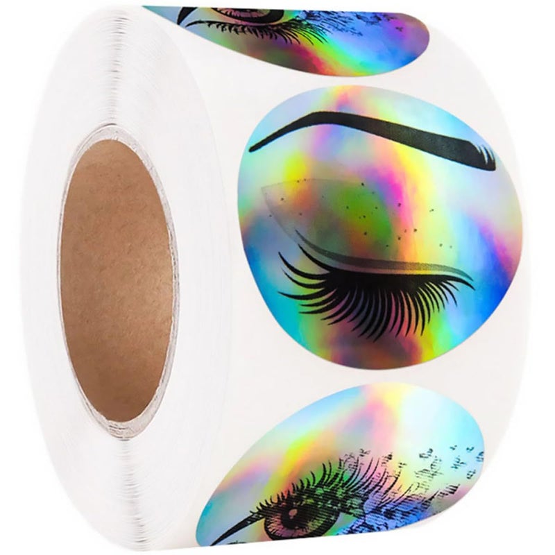 Silver Foil Eyelash Pattern Sealing Stickers Roll for Party Wrapping Decorative Labels - Image 2