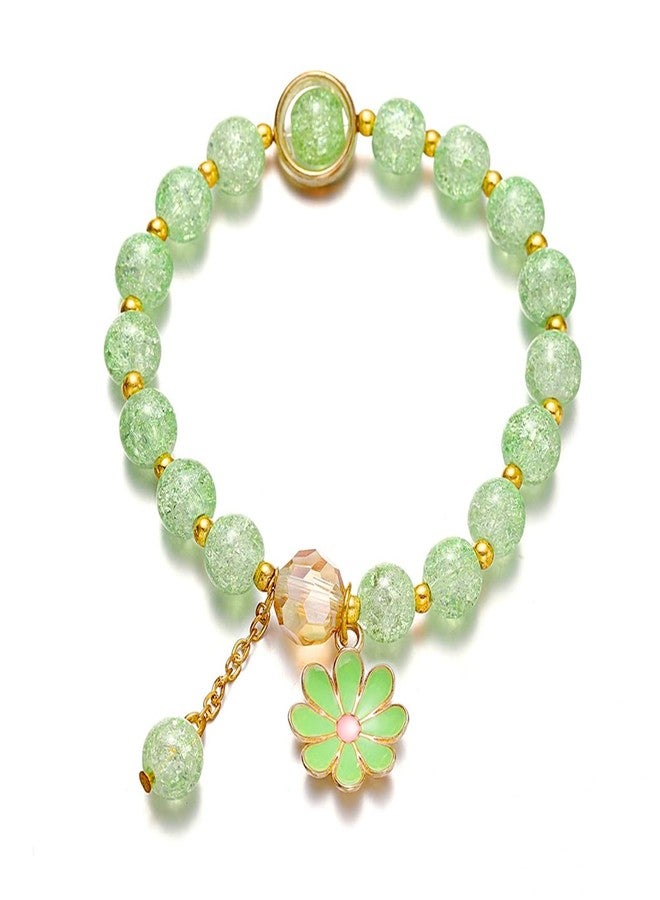 POYAMUSE Colorful Flower Charm Bracelet - Boho Daisy Accessory with Crystal Beads Bracelet for Women, Medium, Metal, metal - Image 1