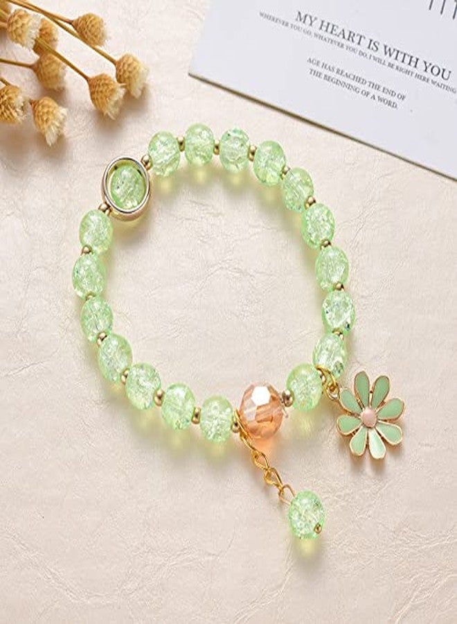 POYAMUSE Colorful Flower Charm Bracelet - Boho Daisy Accessory with Crystal Beads Bracelet for Women, Medium, Metal, metal - Image 2