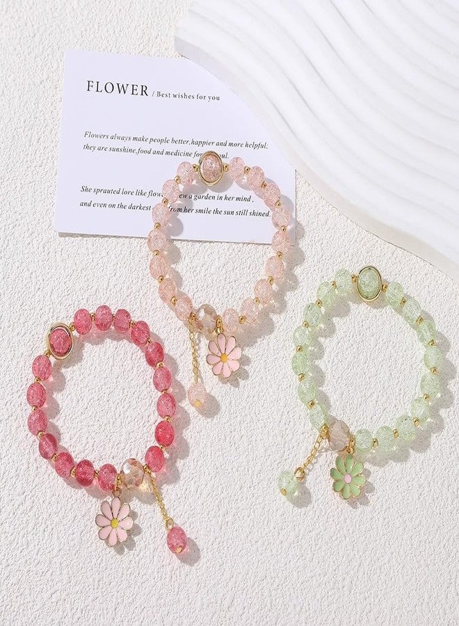 POYAMUSE Colorful Flower Charm Bracelet - Boho Daisy Accessory with Crystal Beads Bracelet for Women, Medium, Metal, metal - Image 5