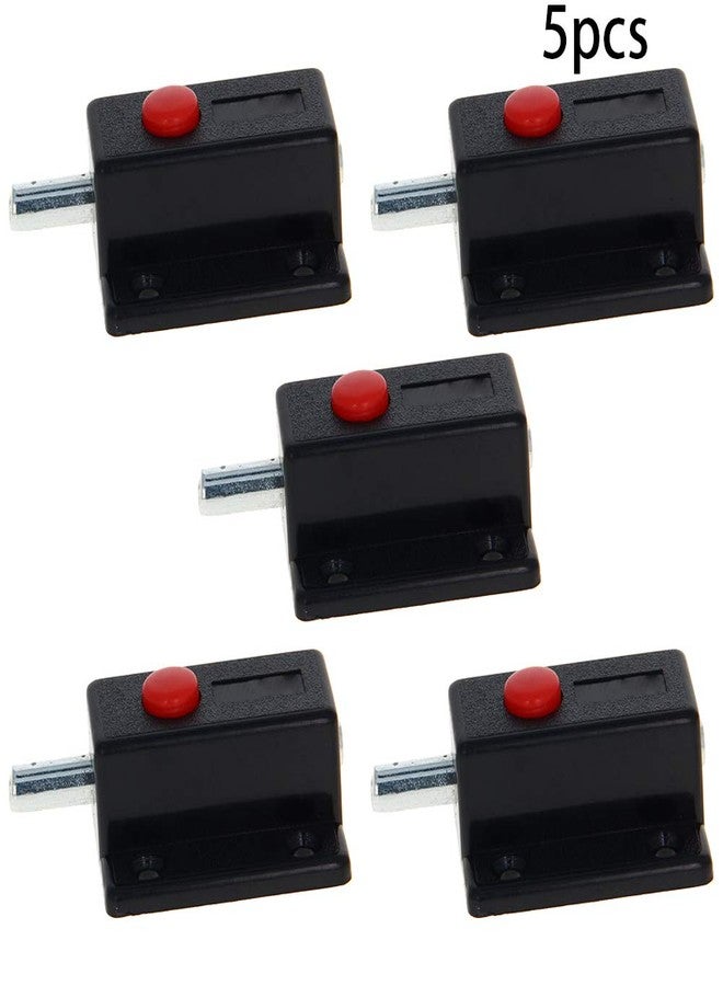 MroMax 5Pcs Spring Loaded Door Bolt Latch, Black ABS Plastic Sliding Flush Barrel Latch with Switch Button Without Handle for Door, Cabinet, Furniture Hardware Accessories - Image 4