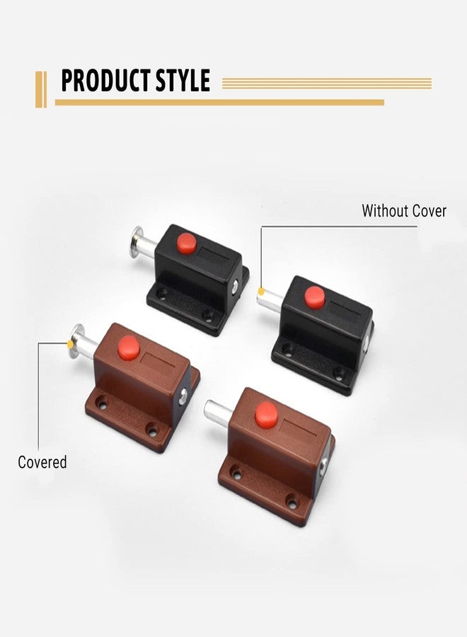 MroMax 5Pcs Spring Loaded Door Bolt Latch, Black ABS Plastic Sliding Flush Barrel Latch with Switch Button Without Handle for Door, Cabinet, Furniture Hardware Accessories - Image 5