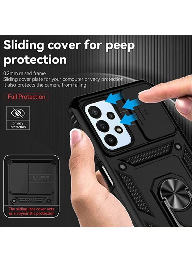 Samsung A23 5G / 4G Case Cover with Slide Camera Protector Anti Scratch Shock-Absorption Kickstand Hybrid Phone Case Protection and for Samsung M23 5G / M13 Black