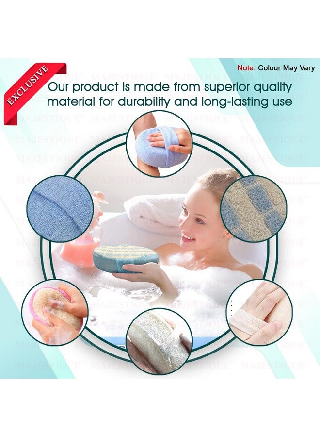 Majestique Premium Fibre Bath Sponge for Dead Skin Removal | Body Scrubber for Men & Women | Tan Removal, Dirt Removal | Skin Exfoliator Scrubber - 1Pc/Multicolour - Image 3