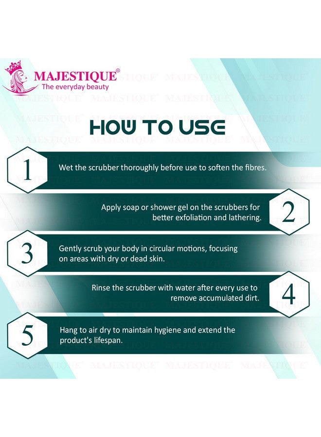 Majestique Premium Fibre Bath Sponge for Dead Skin Removal | Body Scrubber for Men & Women | Tan Removal, Dirt Removal | Skin Exfoliator Scrubber - 1Pc/Multicolour - Image 4
