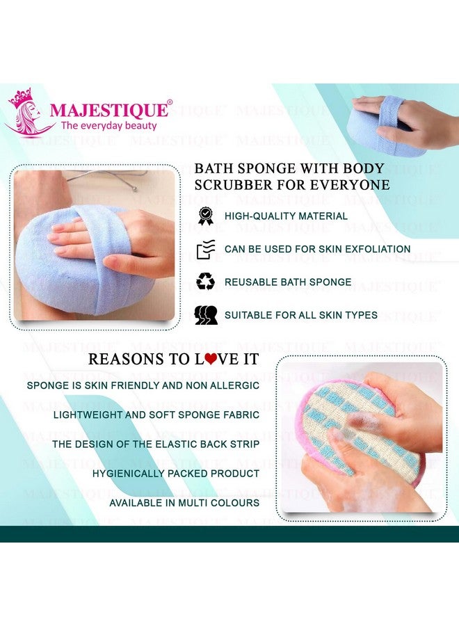 Majestique Premium Fibre Bath Sponge for Dead Skin Removal | Body Scrubber for Men & Women | Tan Removal, Dirt Removal | Skin Exfoliator Scrubber - 1Pc/Multicolour - Image 5