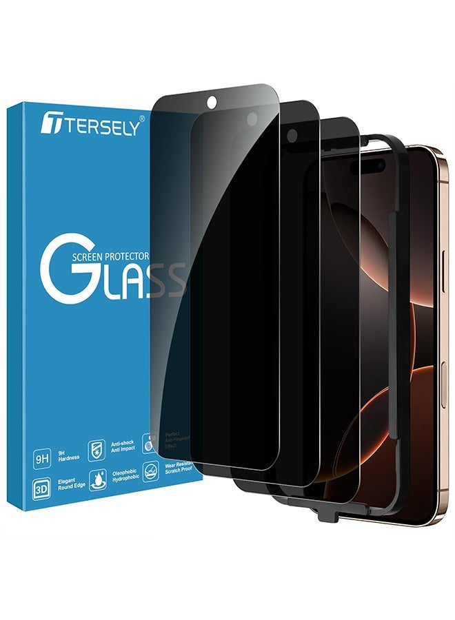 Tersely [3-Pack] Privacy Screen Protector for iPhone 16 Pro Max (6.9inch) with Installation Alignment Frame,Edge to Edge Protection Full Cover Private Anti-Spy Case-Friendly Curved - Image 1