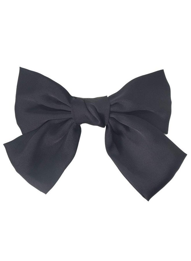 Lydztion LYDZTION 8 Inch Bow Hair Clips Solid Color Big Satin Ribbon French Barrette Hair Barrettes Hair Accessories,Black  - Image 1