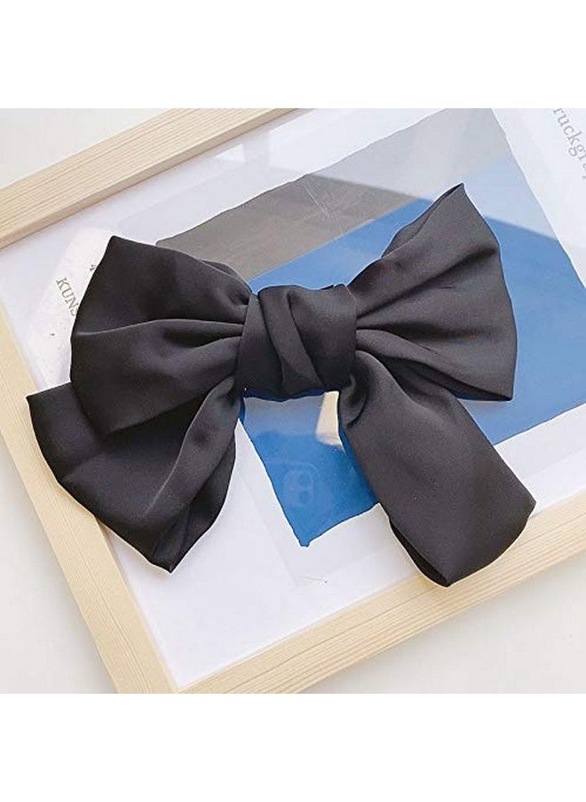 Lydztion LYDZTION 8 Inch Bow Hair Clips Solid Color Big Satin Ribbon French Barrette Hair Barrettes Hair Accessories,Black  - Image 3