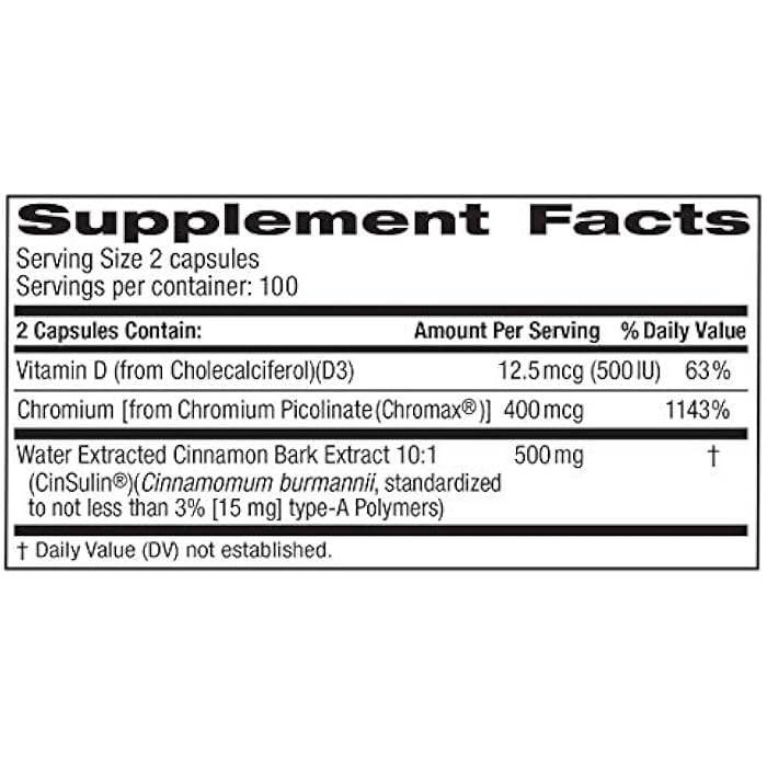 trunature Advanced Strength CinSulin 500mg., 200 Vegetarian Capsules (2 Pack) - Image 2