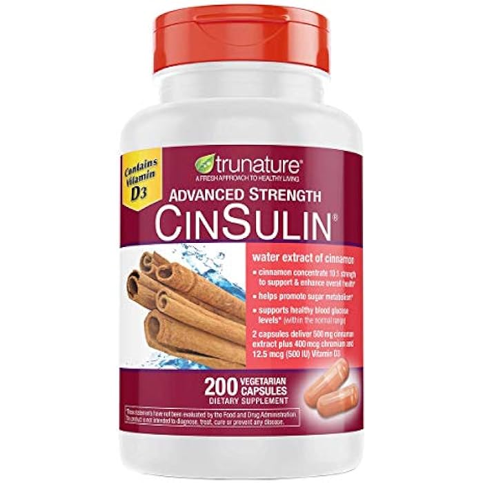 trunature Advanced Strength CinSulin 500mg., 200 Vegetarian Capsules (2 Pack) - Image 1