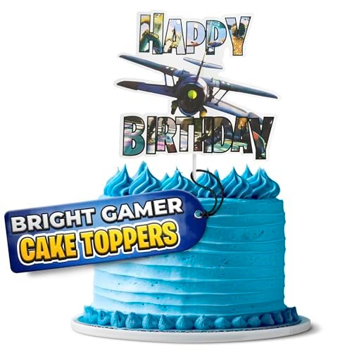 V TOWER Video Game Cake Topper with 7 Action Figures Large Logo Sturdy Cardboard Cake Decorations Easy Adjustment Firm Installation Creative Happy Birthday cake Toppers for Boys Girls - Image 1
