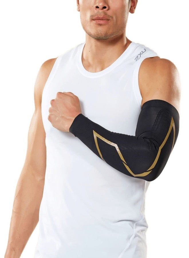 2XU MCS Elite Compression Arm Guard, Black/Gold, Large - Image 1