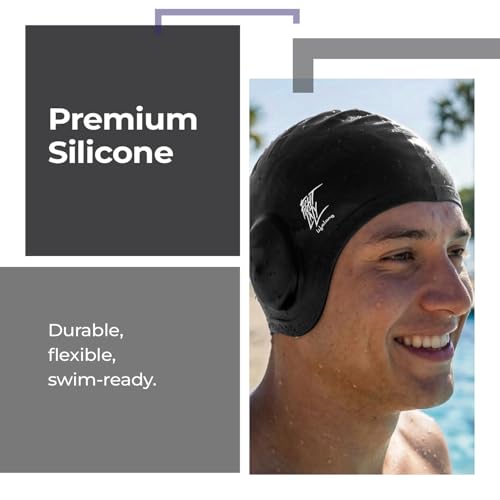 Lifelong Swimming Earguard Cap for Men & Women| Swim Hair Caps for Short Hair | Waterproof Head Cover Cap|Silicone Hair Cover Cap for Adults| Swimming Pool Cap| Swimming Accessories(Black) - Image 5