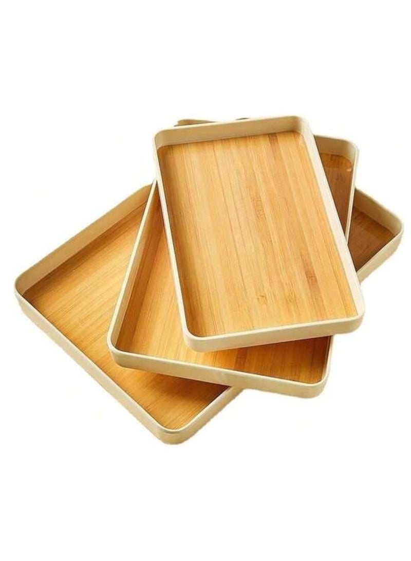 3 قطع بمقاسات مختلفة من الصواني لحلقات الأطباق والفواكه المزخرفة والمكسرات والحلويات، مستدير، ضد التلف قابل للتنظيف مصنوعة من الخشب العالي الجودة - Image 1