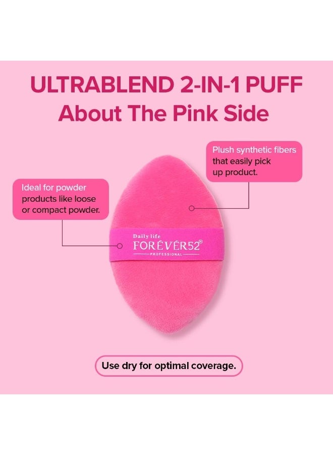 Daily Life Forever52 Ultrablend 2-in-1 Puff & Sponge  | Dual-Sided Tool for Setting, Baking, Blending & Retouching | Soft Powder Puff + Suede Blender for Flawless Finish - Image 2