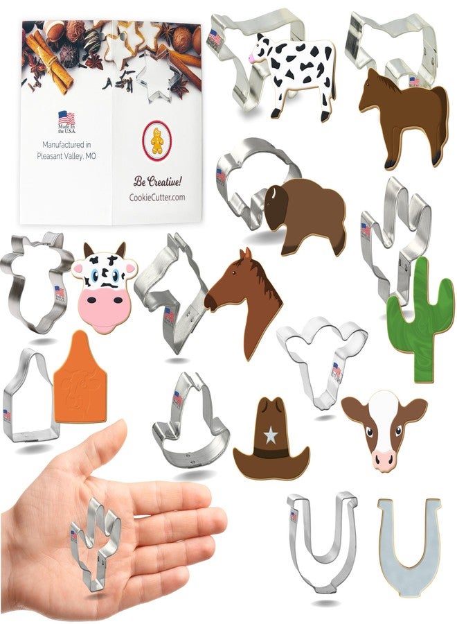Foose Miniature Size Western Ranch Cookie Cutter 10 Pc Set. USA Tin Plate Steel - By Foose - Image 1