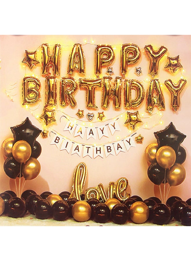 كيدل مجموعة بالونات زينة للحفلات بتصميم رومانسي لعبارة Happy Birthday" - Image 1