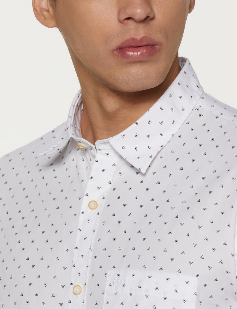 Peter England Men's Printed Slim Fit Party Branded Insignia Full Sleeve Casual Shirt Cotton White - Image 2