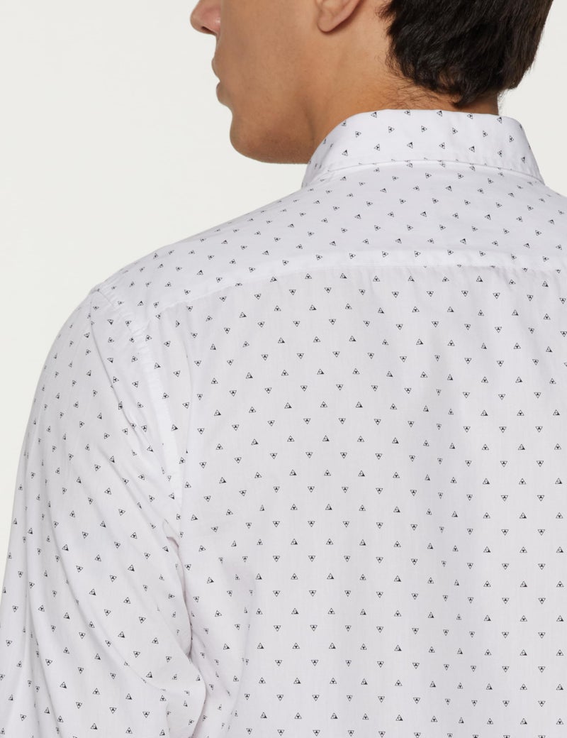 Peter England Men's Printed Slim Fit Party Branded Insignia Full Sleeve Casual Shirt Cotton White - Image 3
