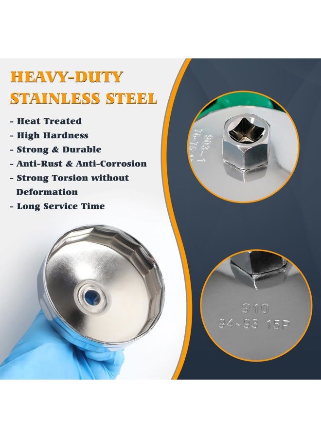 V-SEK 31 Pcs Oil Filter Socket Set, Oil Filter Cap Wrench Set, Oil Filter Cup Removal Tool 1/2" Drive Stainless Steel 27mm 32mm 36mm 64mm-101mm - Image 4