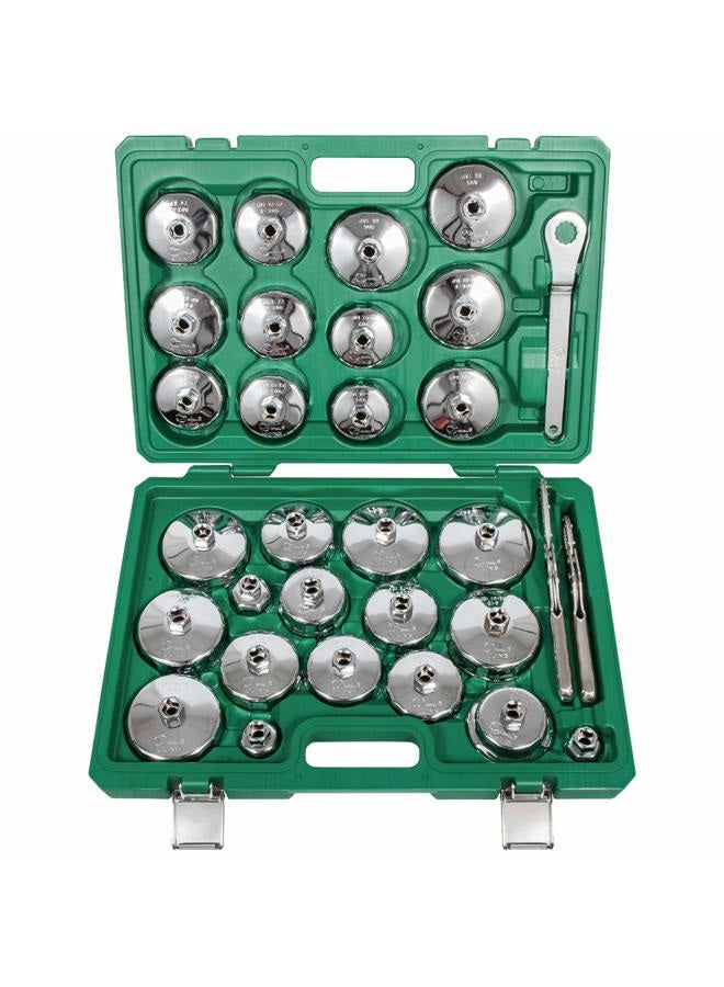 V-SEK 31 Pcs Oil Filter Socket Set, Oil Filter Cap Wrench Set, Oil Filter Cup Removal Tool 1/2" Drive Stainless Steel 27mm 32mm 36mm 64mm-101mm - Image 1