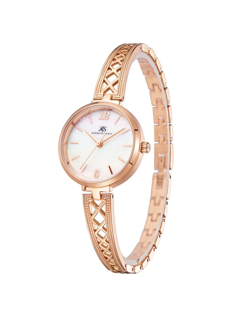 KENNETH SCOTT Kenneth Scott K22518-RBKM Women's Analog Display Watch & Alloy Strap Rose Gold