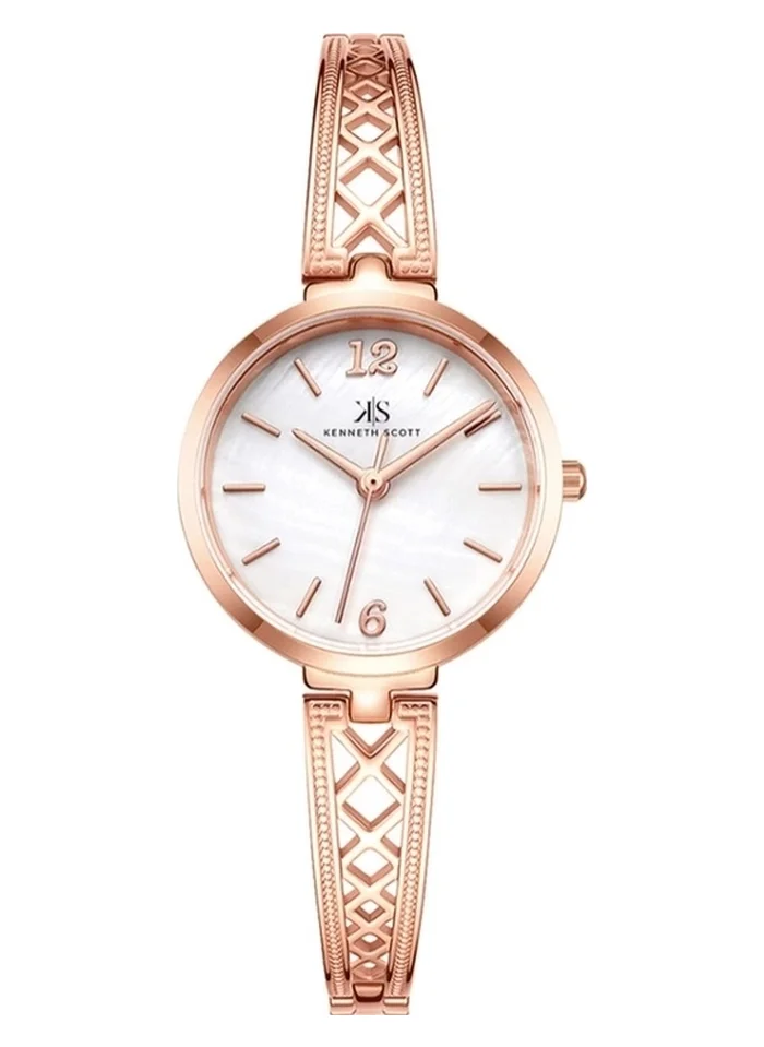 KENNETH SCOTT Kenneth Scott K22518-RBKM Women's Analog Display Watch & Alloy Strap Rose Gold