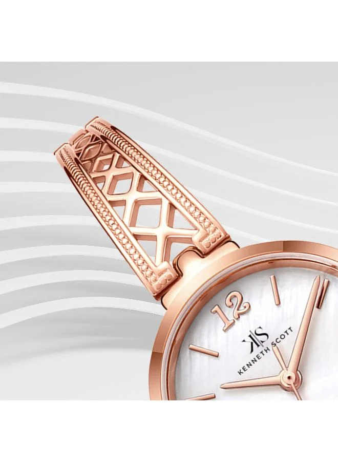 KENNETH SCOTT Kenneth Scott K22518-RBKM Women's Analog Display Watch & Alloy Strap Rose Gold
