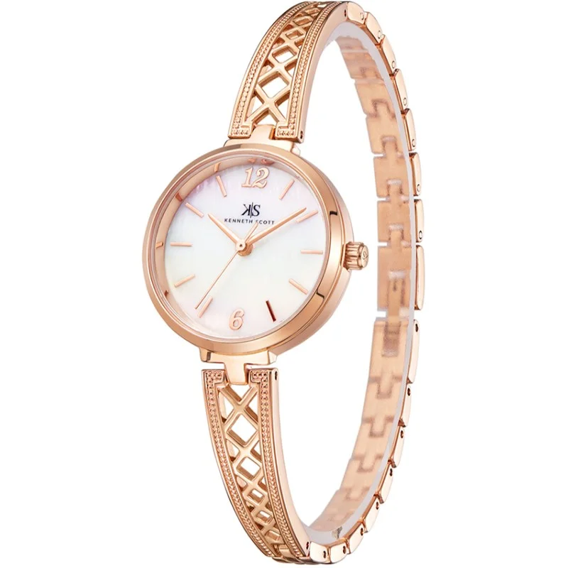 KENNETH SCOTT Kenneth Scott K22518-RBKM Women's Analog Display Watch & Alloy Strap Rose Gold