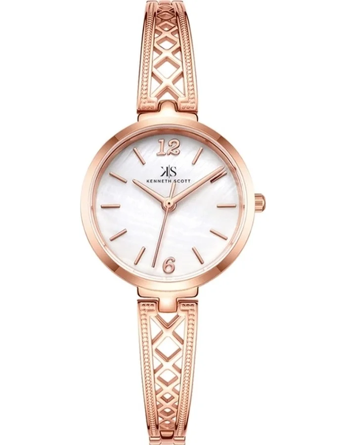 KENNETH SCOTT Kenneth Scott K22518-RBKM Women's Analog Display Watch & Alloy Strap Rose Gold