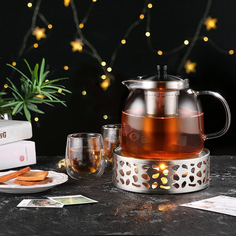 KEISSCO Stainless Steel Teapot Warmer, Metal Teapot Heater with Tealight Holder Stainless Steel Candle Base Coffee Tea Warmer for Glass, Steel, Ceramic Teapot and Other Heatproof Dish - Image 5