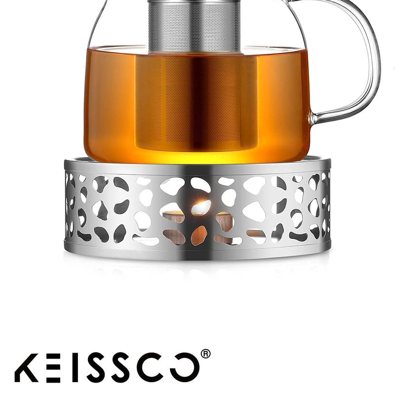 KEISSCO Stainless Steel Teapot Warmer, Metal Teapot Heater with Tealight Holder Stainless Steel Candle Base Coffee Tea Warmer for Glass, Steel, Ceramic Teapot and Other Heatproof Dish - Image 3