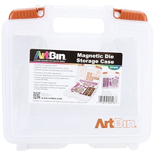 ArtBin 6978AB Magnetic Die Storage Case with 3 Magnetic Die Sheets, Portable Paper Craft & Die Organizer with Handle, Translucent - Image 2
