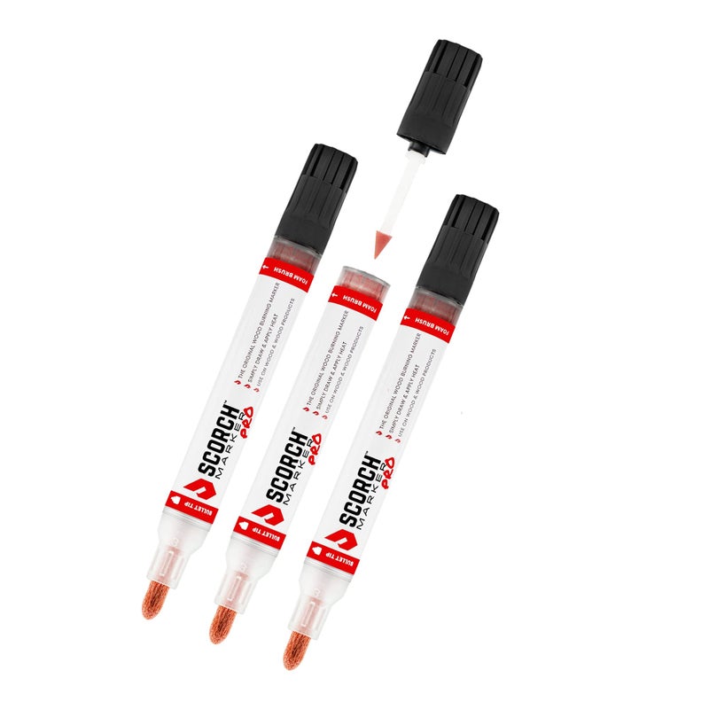 Scorch Marker Woodburning Pen Tool with Foam Tip and Brush, Non-Toxic Marker for Burning Wood, Chemical Wood Burner Set, Do-it-Yourself Kit for Arts and Crafts (Buy 2, Get 1 Free) - Image 1