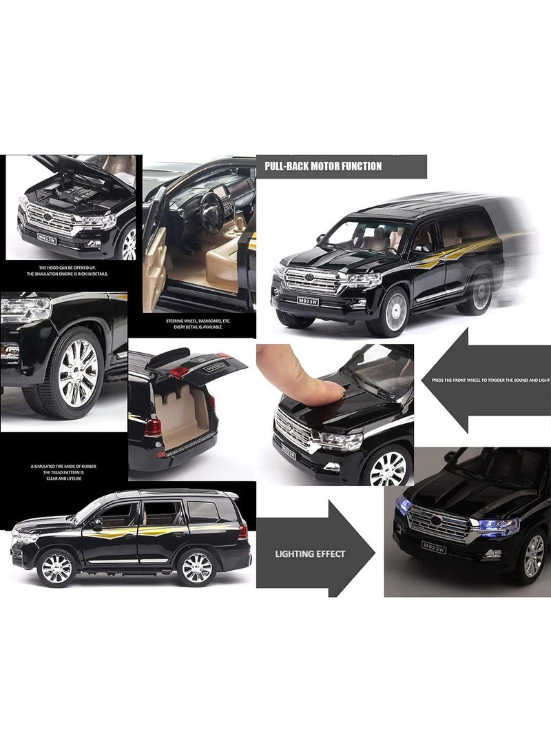 1:32 Scale Die-Cast Land Cruiser Metal Pullback Car Toy With 6 Openable Doors, Lights, And Sounds For Boys Gift,Black - Image 1