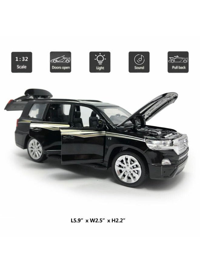 1:32 Scale Die-Cast Land Cruiser Metal Pullback Car Toy With 6 Openable Doors, Lights, And Sounds For Boys Gift,Black - Image 2