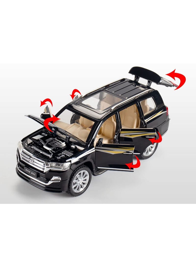 1:32 Scale Die-Cast Land Cruiser Metal Pullback Car Toy With 6 Openable Doors, Lights, And Sounds For Boys Gift,Black - Image 3