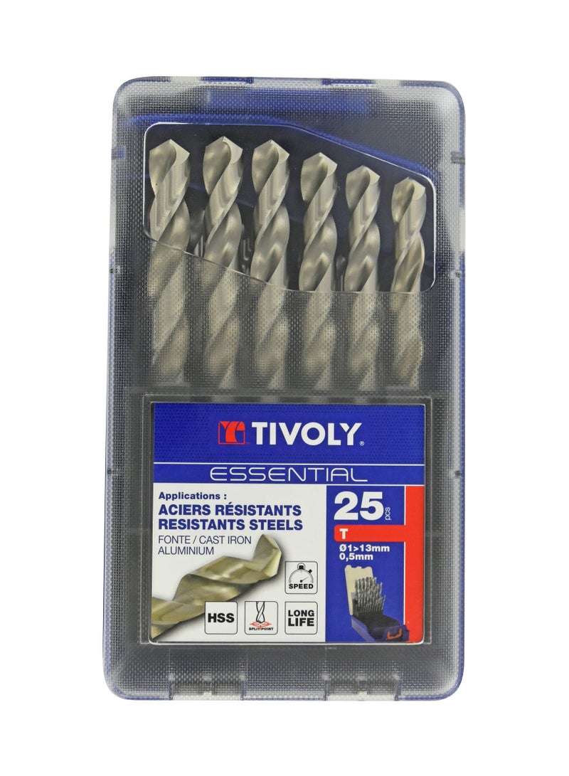Tivoly 11452070017 T-Box of 25 Metal Drill Bits HSS Diameter 1 to 13 mm x 0.5 mm for it for drilling construction steels, cast iron, aluminium, Made in France - Image 2